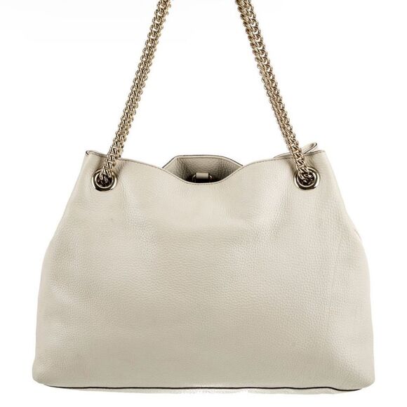 Gucci Soho White Leather Shoulder Bag with Chain Strap and Tassel - Picture 7 of 16
